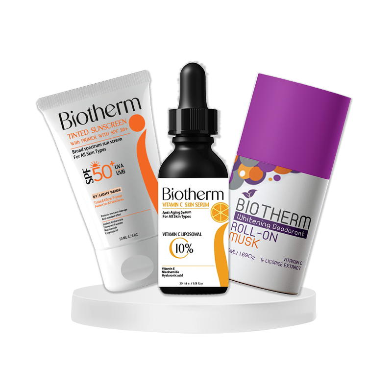Biotherm Bundle (Sunscreen tinted +Vitamin C +Roll on Musk )
