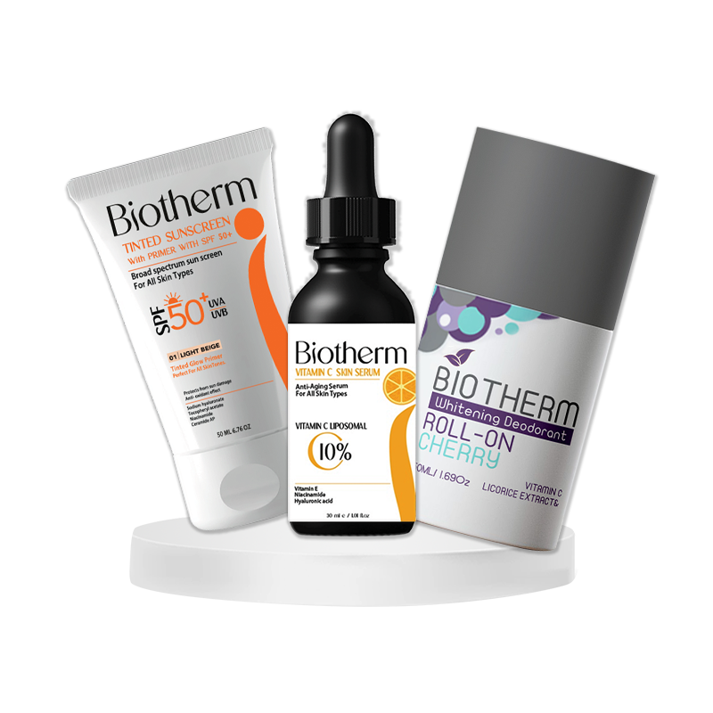 Biotherm Bundle (Sunscreen tinted +Vitamin C +Roll on Cherry )