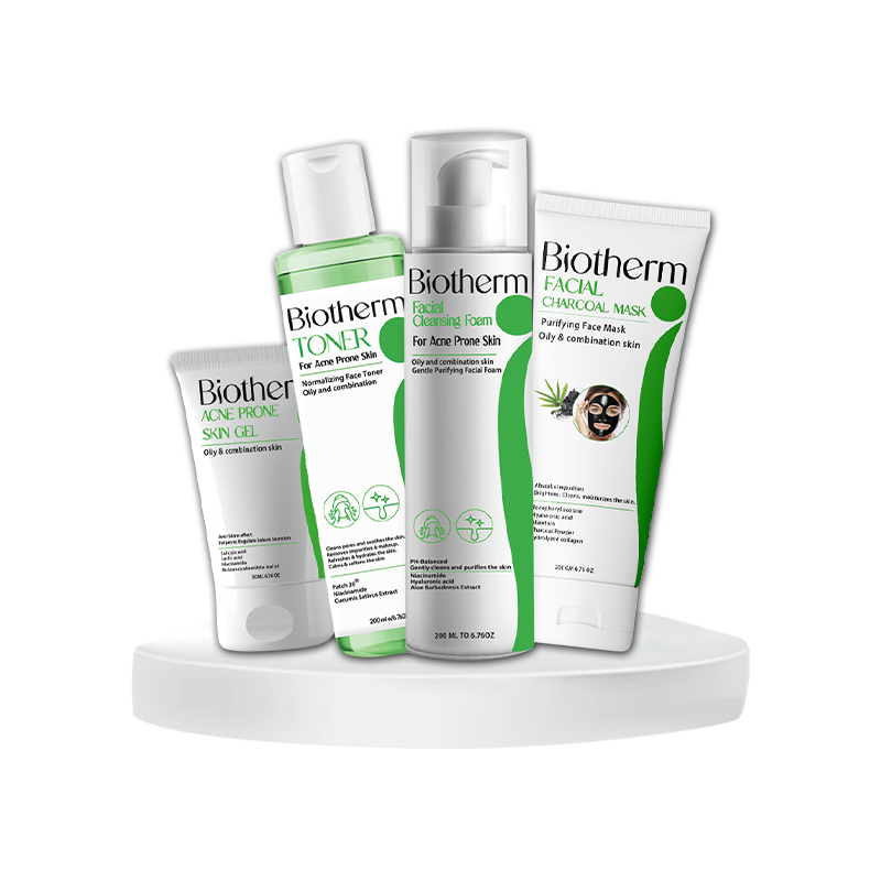 Biotherm 4-Step Acne Treatment Set (Foam – Toner – Gel – Mask)