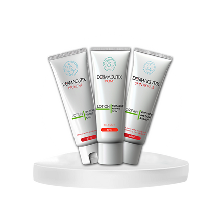 Dermacutix Acne treatment routine( bioment + pura + skin repair) +charcoal soap