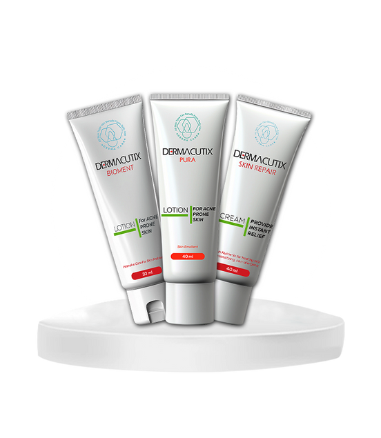 Dermacutix Acne treatment routine( bioment + pura + skin repair) +charcoal soap
