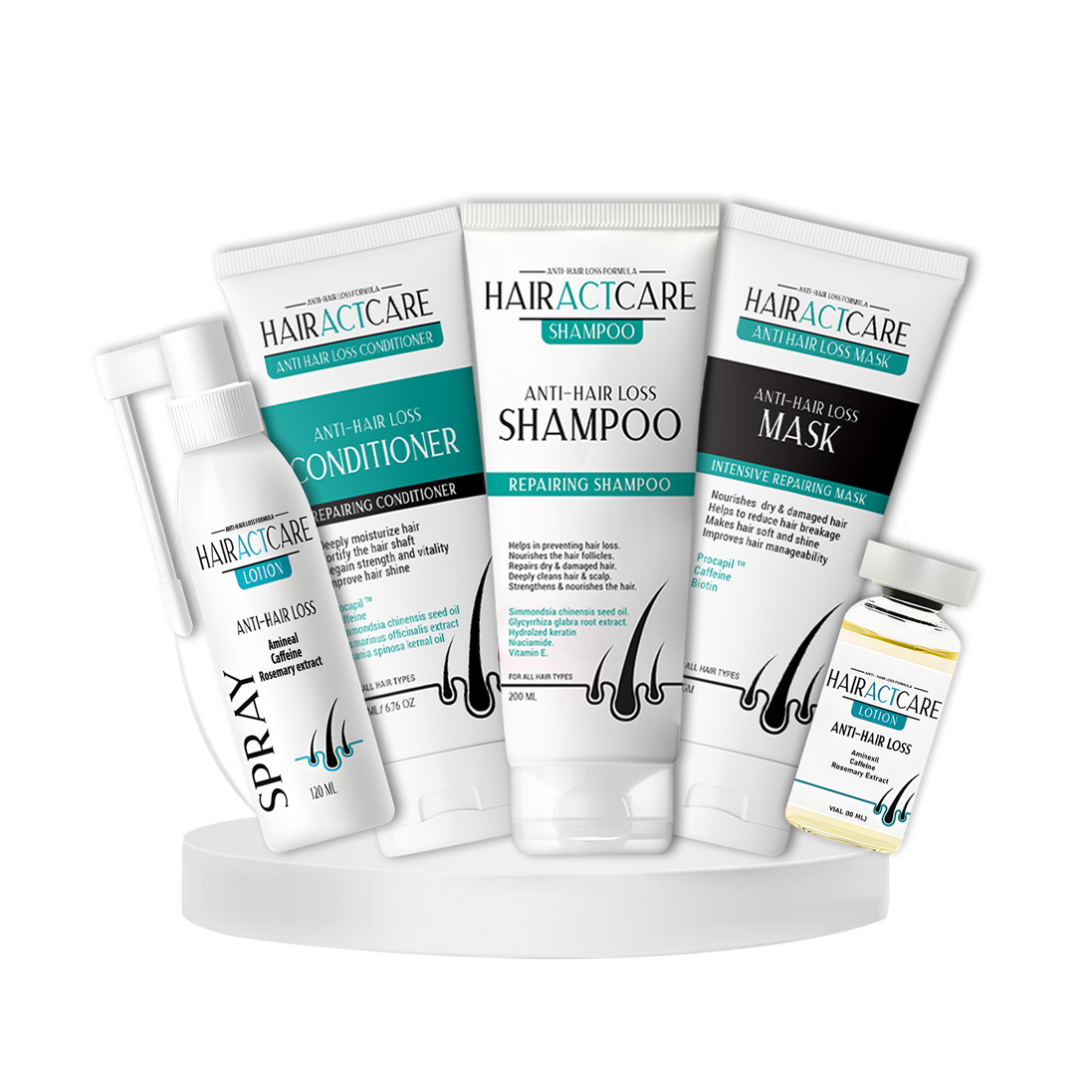 HairAct Care Offer (ampoule + Spray + Shampoo + Conditioner + Mask)