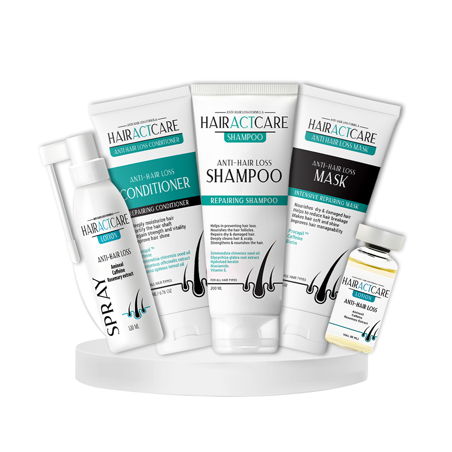 HairAct Care Offer (ampoule + Spray + Shampoo + Conditioner + Mask)